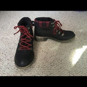 Red and black booties